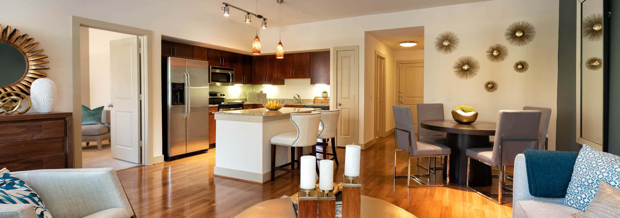 Living, dining room & kitchen