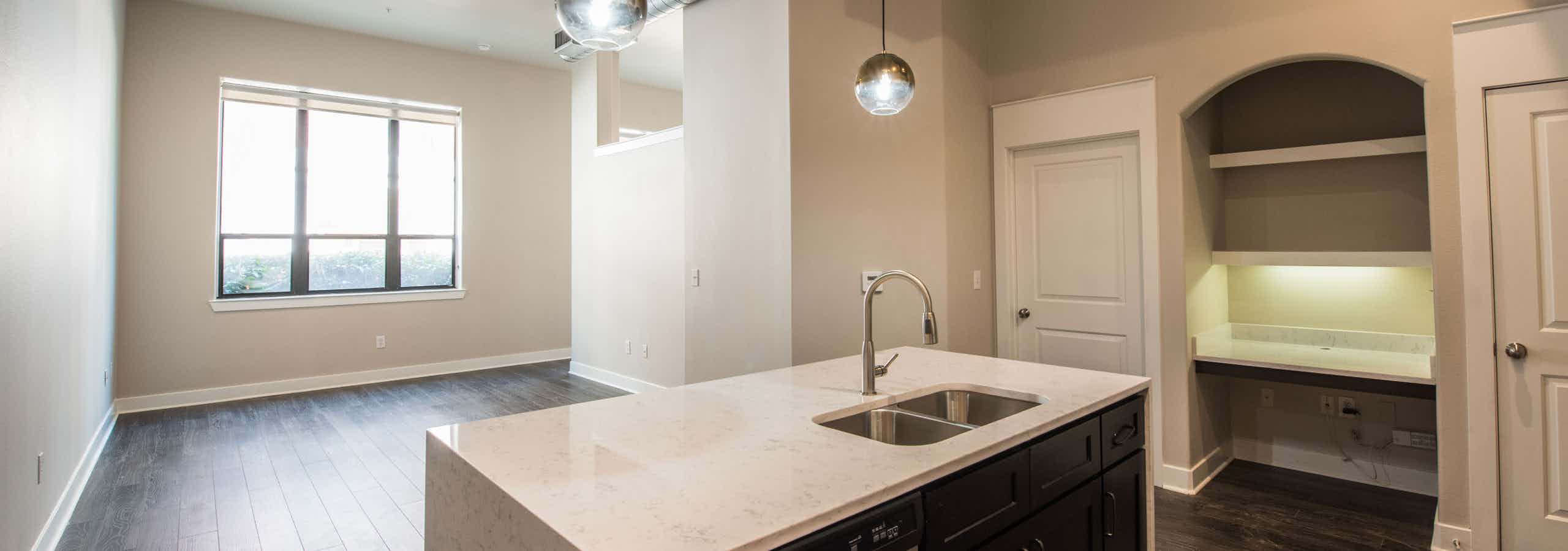 Renovated living room & kitchen