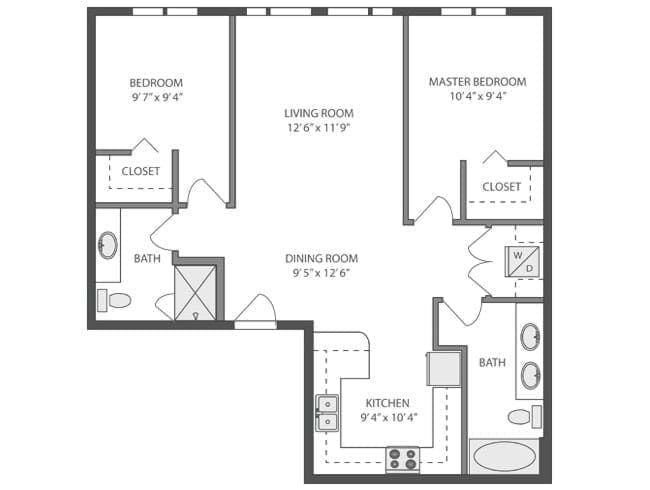 C3 floor plan, 2 Bedroom, 2 Bathroom at AMLI 535 apartments