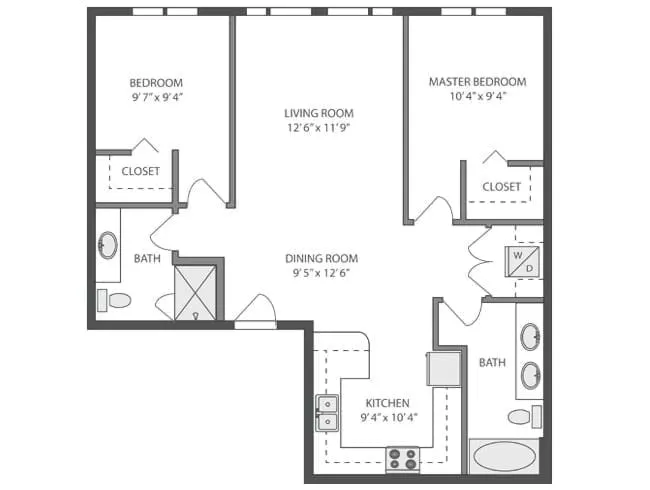 C3 floor plan, 2 Bedroom, 2 Bathroom at AMLI 535 apartments