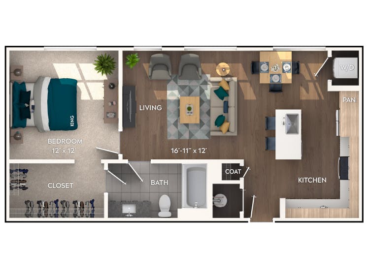 A3a floor plan, 1 Bedroom, 1 Bathroom at AMLI Flatiron apartments
