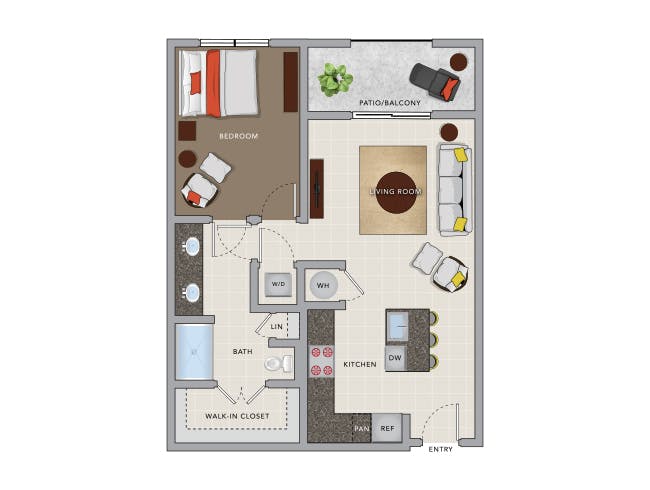 A3f floor plan, 1 Bedroom, 1 Bathroom at AMLI 8800 apartments