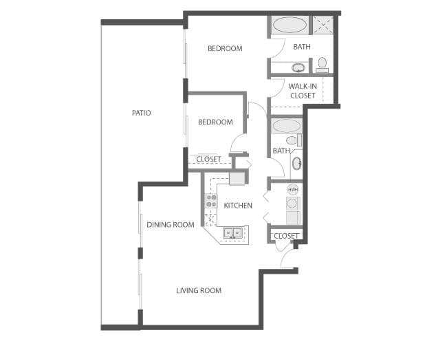 C5aP floor plan, 2 Bedroom, 2 Bathroom, Penthouse at AMLI Bellevue Park apartments