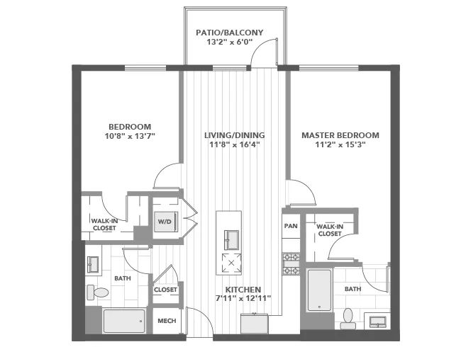 C4 floor plan, 2 Bedroom, 2 Bathroom at AMLI Old Pasadena apartments