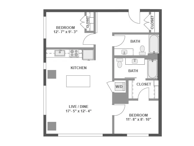 C4 floor plan, 2 Bedroom, 2 Bathroom at AMLI Arc apartments