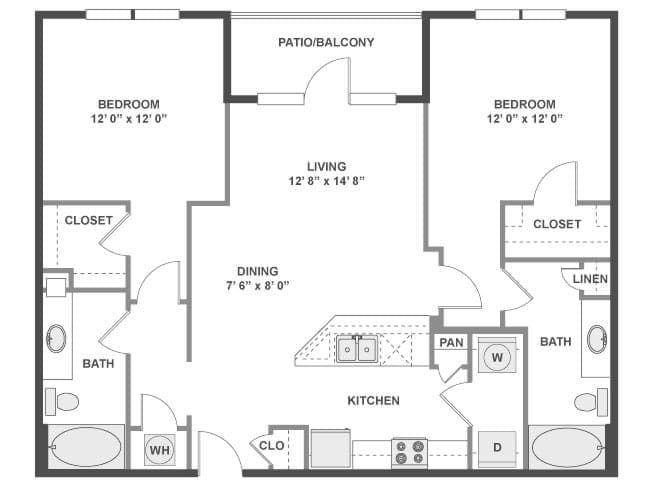 C400 floor plan, 2 Bedroom, 2 Bathroom at AMLI at the Ballpark apartments