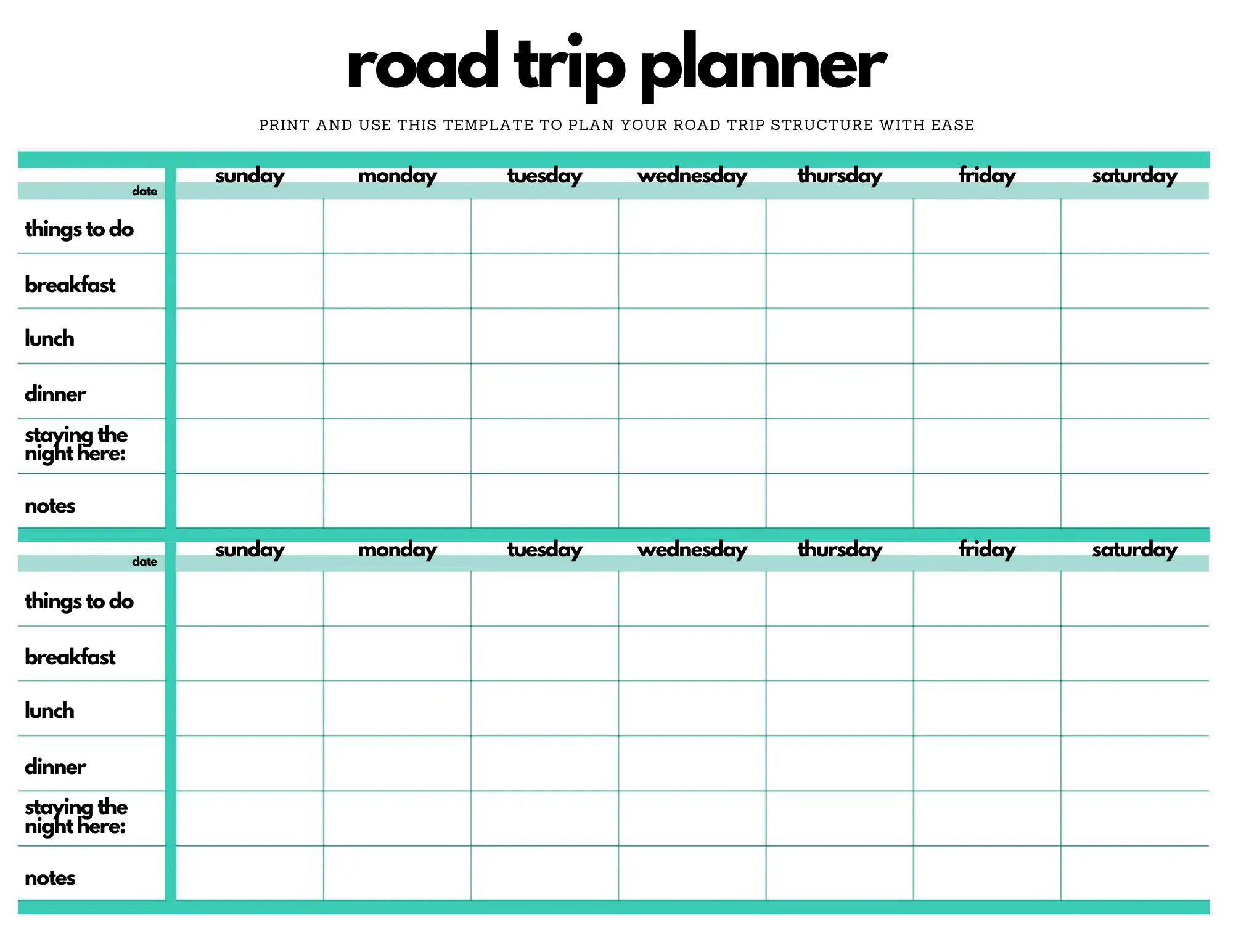 Road Trip Planner Excel Template Road Trip Planner Excel Template