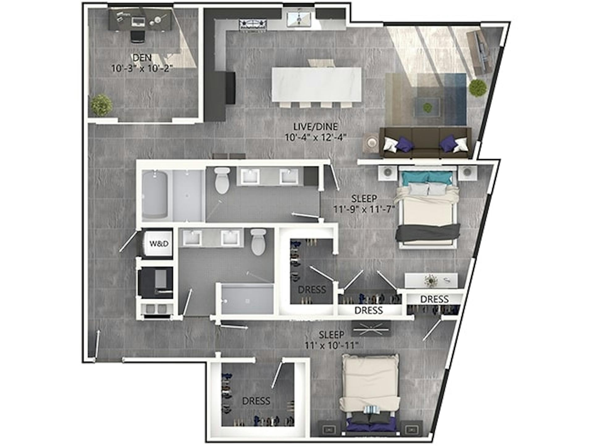 C8P  floor plan, 2 Bedroom, 2 Bathroom, Penthouse at AMLI Midtown Miami apartments