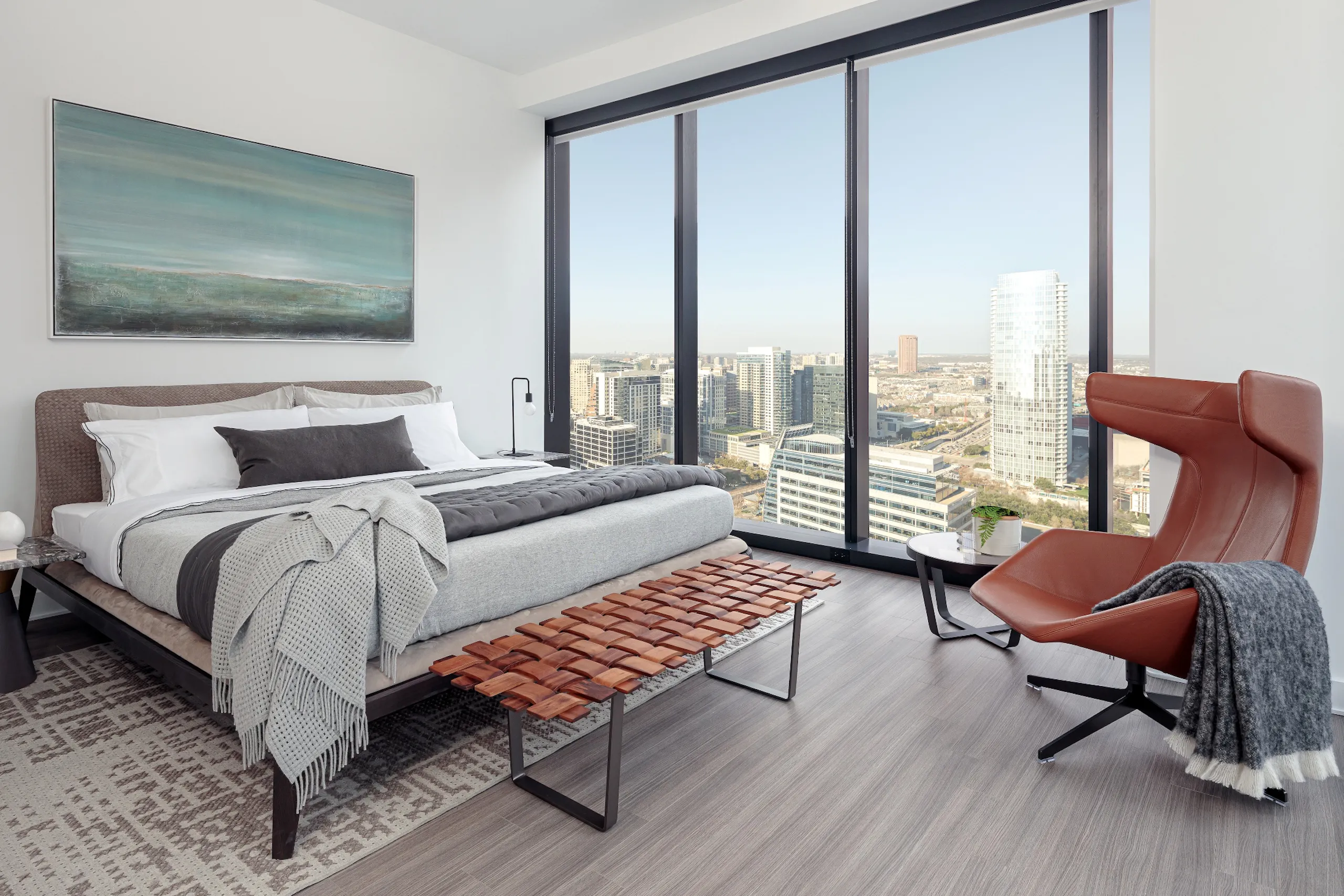 AMLI Fountain Place apartment bedroom interior - Dallas, TX