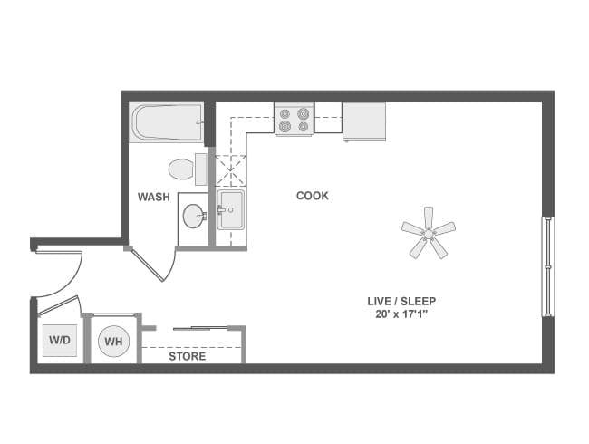 E4 floor plan, Studio, 1 Bathroom at AMLI Dadeland apartments
