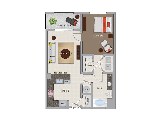A3a floor plan, 1 Bedroom, 1 Bathroom at AMLI 8800 apartments