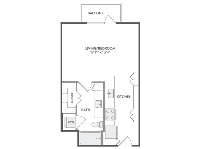 E1 floor plan, Studio, 1 Bathroom at AMLI Lakeline apartments