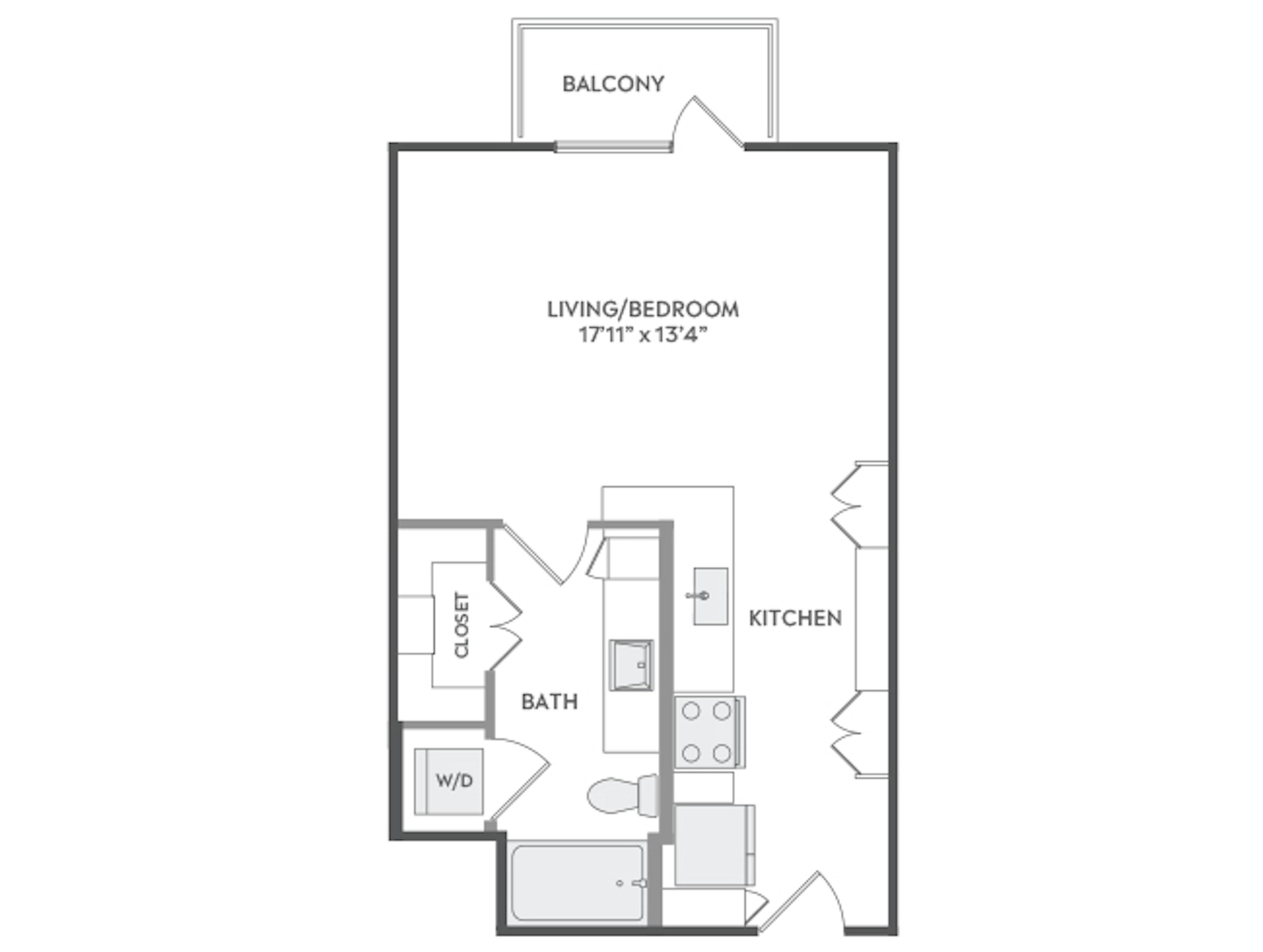 E1 floor plan, Studio, 1 Bathroom at AMLI Lakeline apartments