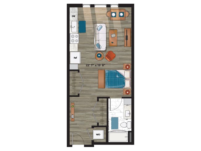 E5 floor plan, Studio, 1 Bathroom at AMLI at Uptown apartments