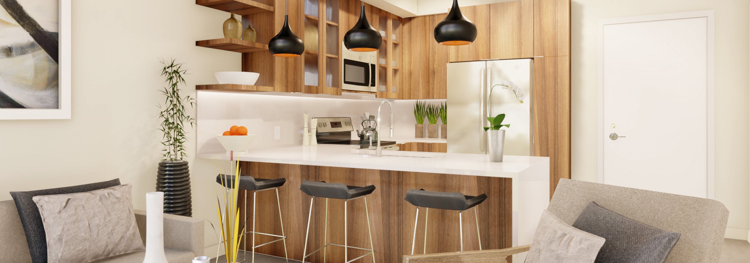 Redesigned interior: living room & itchen