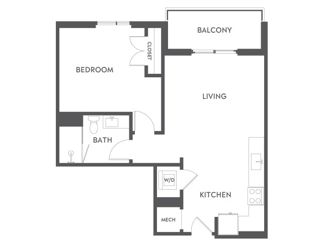 A3 floor plan, 1 Bedroom, 1 Bathroom at AMLI Midtown 29 apartments