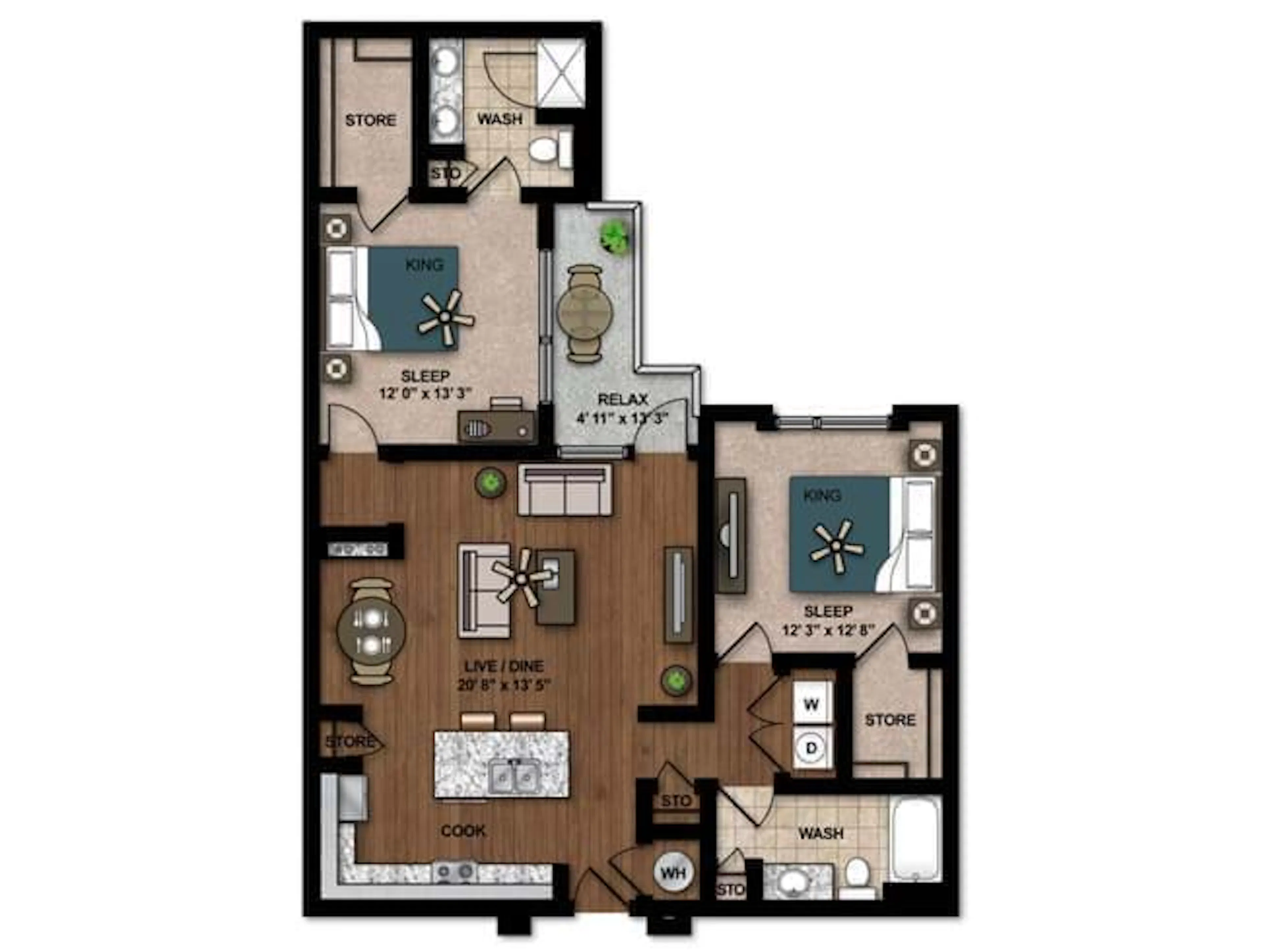 Paceline floor plan, 2 Bedroom, 2 Bathroom at AMLI Ponce Park apartments
