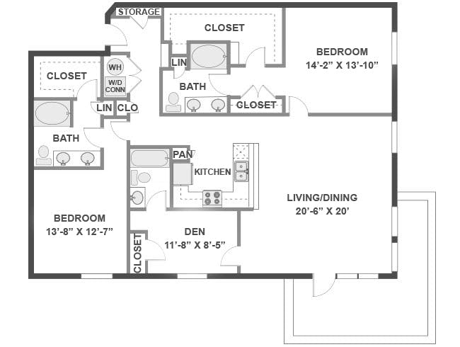C10 floor plan, 2 Bedroom, 3 Bathroom at AMLI 300 apartments