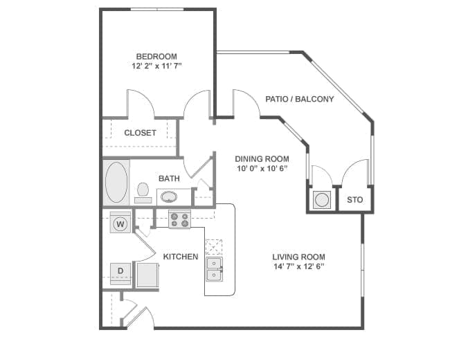 A3d floor plan, 1 Bedroom, 1 Bathroom at AMLI at Escena apartments