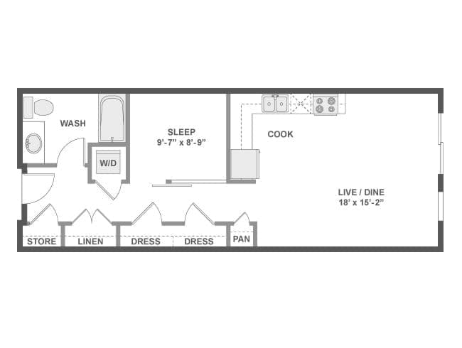 A2i floor plan, 1 Bedroom, 1 Bathroom at AMLI Wallingford apartments