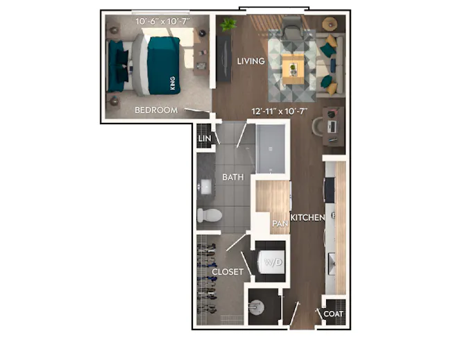 AMLI Flatiron A2 one-bedroom floor plan image - Atlanta, GA