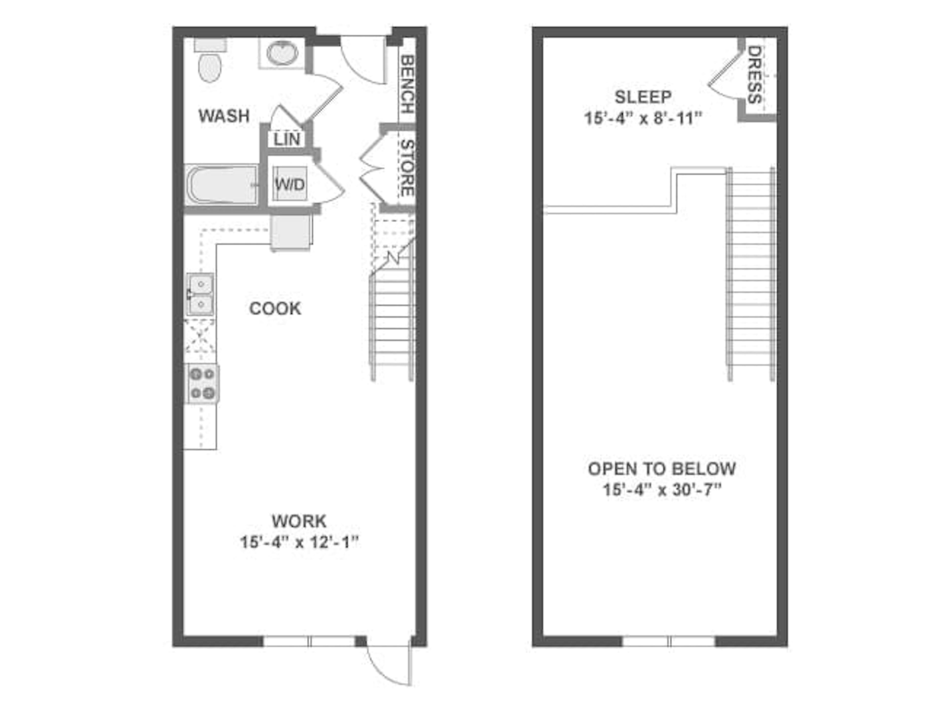A3LW floor plan, 1 Bedroom, 1 Bathroom, Live/Work at AMLI Wallingford apartments