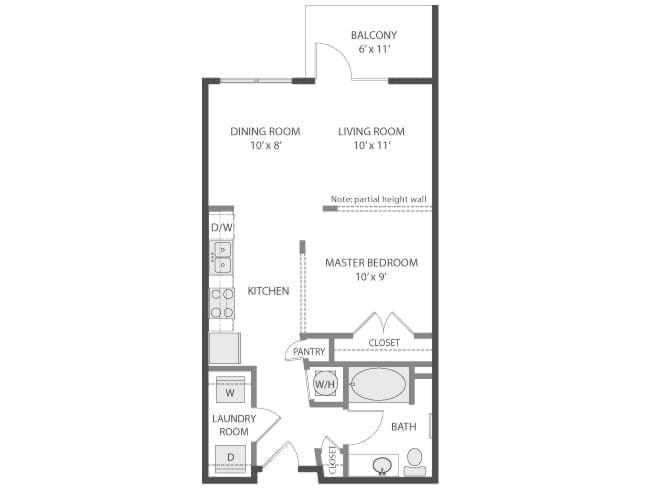 Path floor plan, Studio, 1 Bathroom at AMLI Parkside apartments