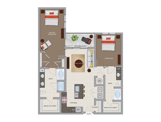 C6c floor plan, 2 Bedroom, 2 Bathroom at AMLI 8800 apartments