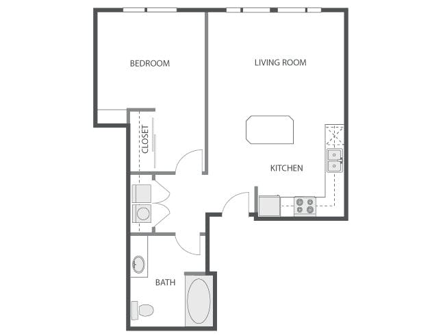 A3g floor plan, 1 Bedroom, 1 Bathroom at AMLI 535 apartments