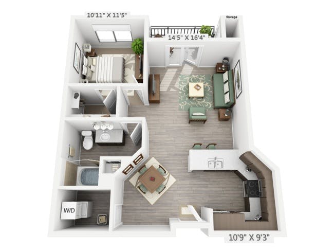 A4 floor plan, 1 Bedroom, 1 Bathroom at AMLI Cherry Creek apartments