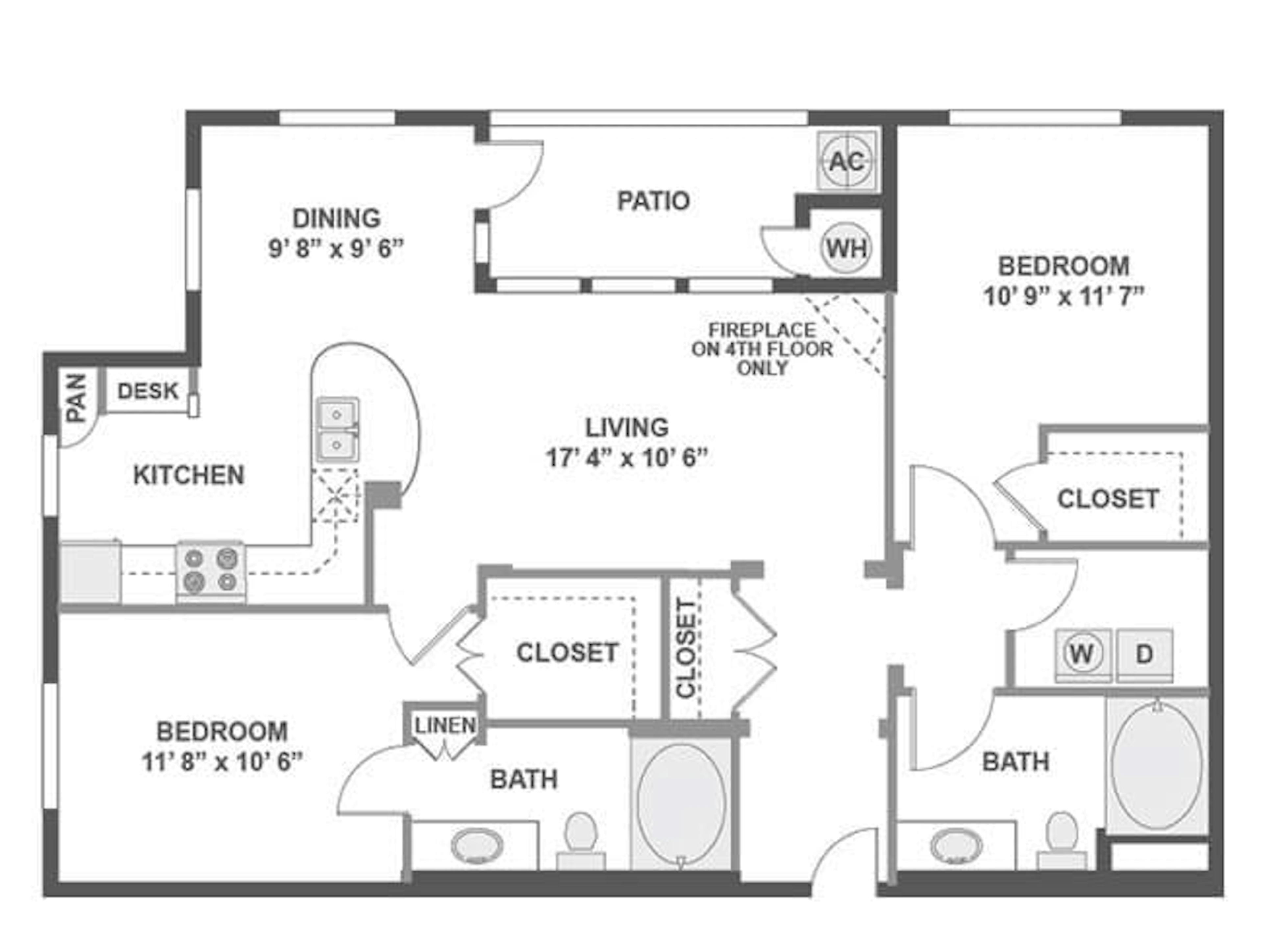 C200 floor plan, 2 Bedroom, 2 Bathroom at AMLI Warner Center apartments