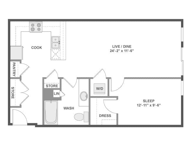A3i floor plan, 1 Bedroom, 1 Bathroom at AMLI Wallingford apartments