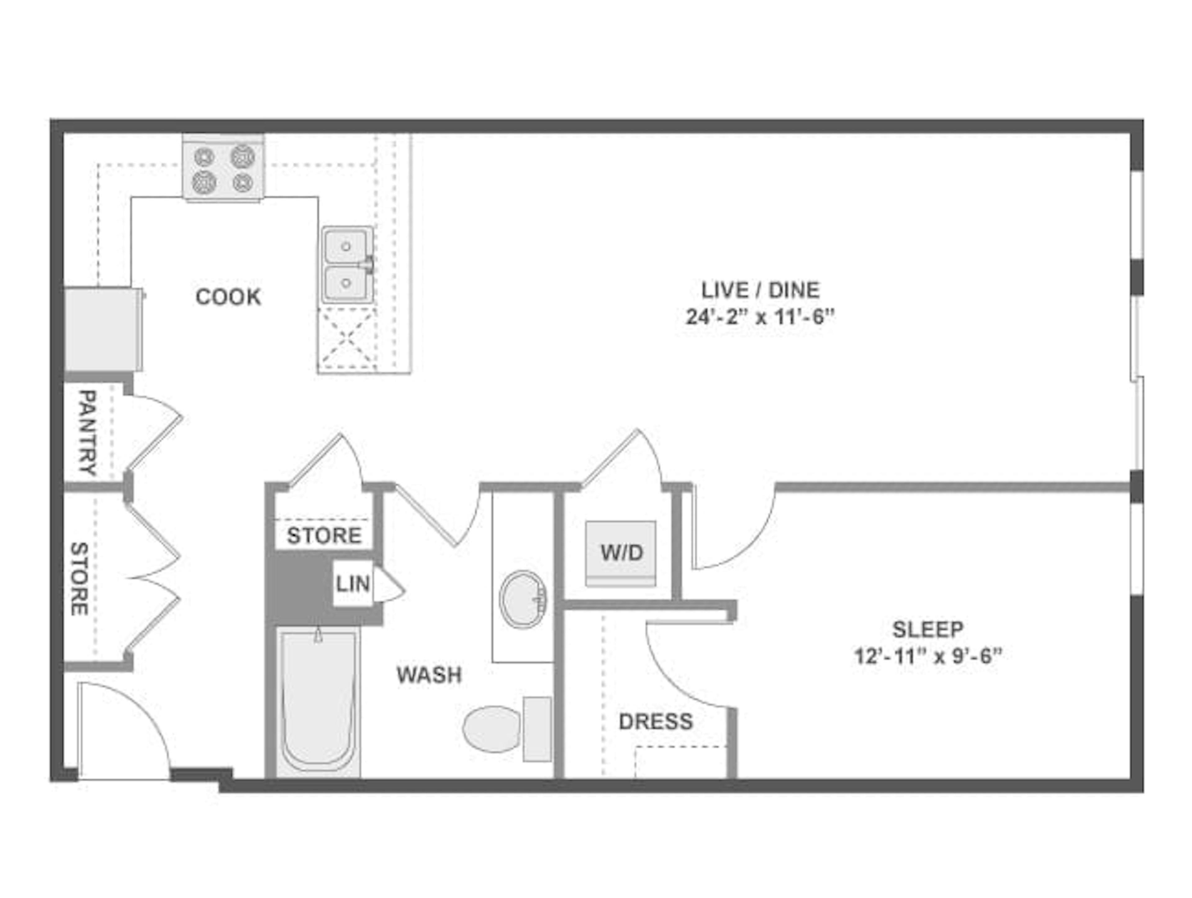 A3i floor plan, 1 Bedroom, 1 Bathroom at AMLI Wallingford apartments