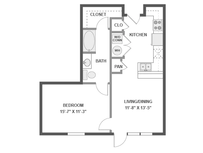 A2a floor plan, 1 Bedroom, 1 Bathroom at AMLI 300 apartments