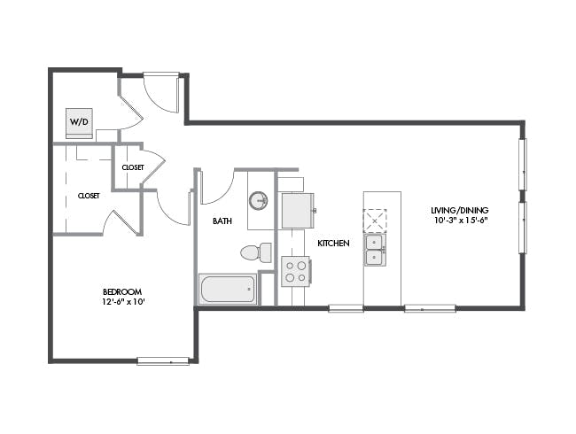 A3d floor plan, 1 Bedroom, 1 Bathroom at AMLI Spring District apartments