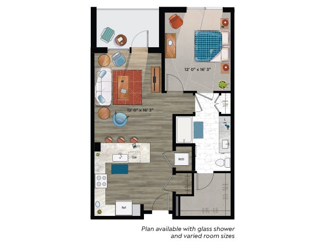 A4d floor plan, 1 Bedroom, 1 Bathroom at AMLI at Uptown apartments