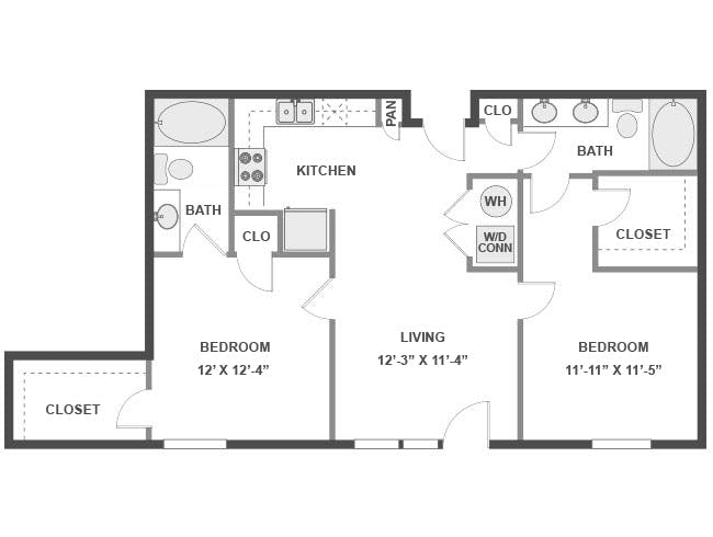 C3a floor plan, 2 Bedroom, 2 Bathroom at AMLI 300 apartments