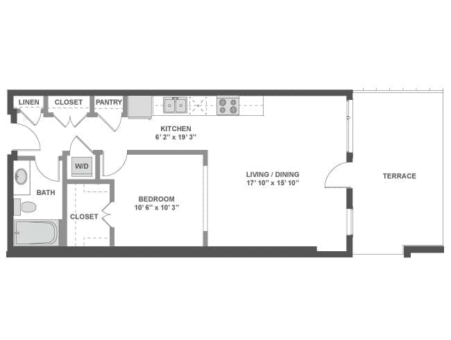 A3a floor plan, 1 Bedroom, 1 Bathroom at AMLI South Lake Union apartments