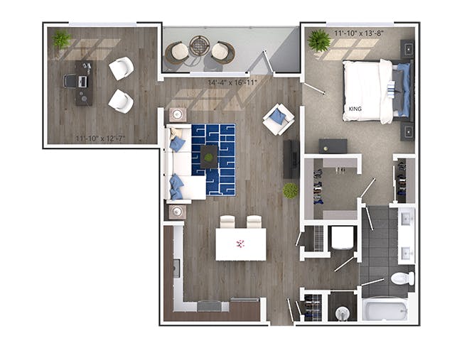 Dalton (A5D) floor plan, 1 Bedroom, 1 Bathroom, Office at AMLI Decatur apartments