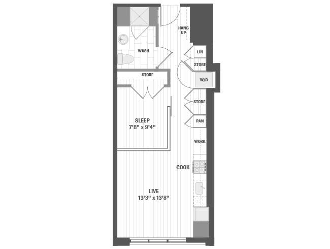 E3e floor plan, Studio, 1 Bathroom at AMLI 808 apartments