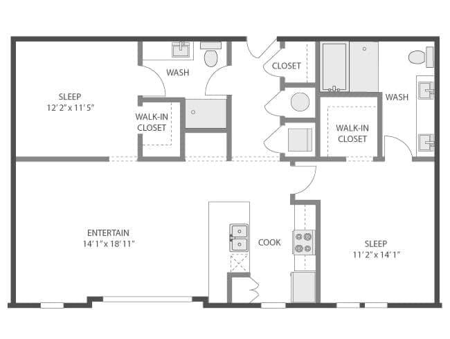 Virginia floor plan, 2 Bedroom, 2 Bathroom at AMLI Old 4th Ward apartments