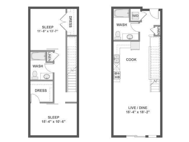 C7T floor plan, 2 Bedroom, 2 Bathroom, Townhome at AMLI Wallingford apartments