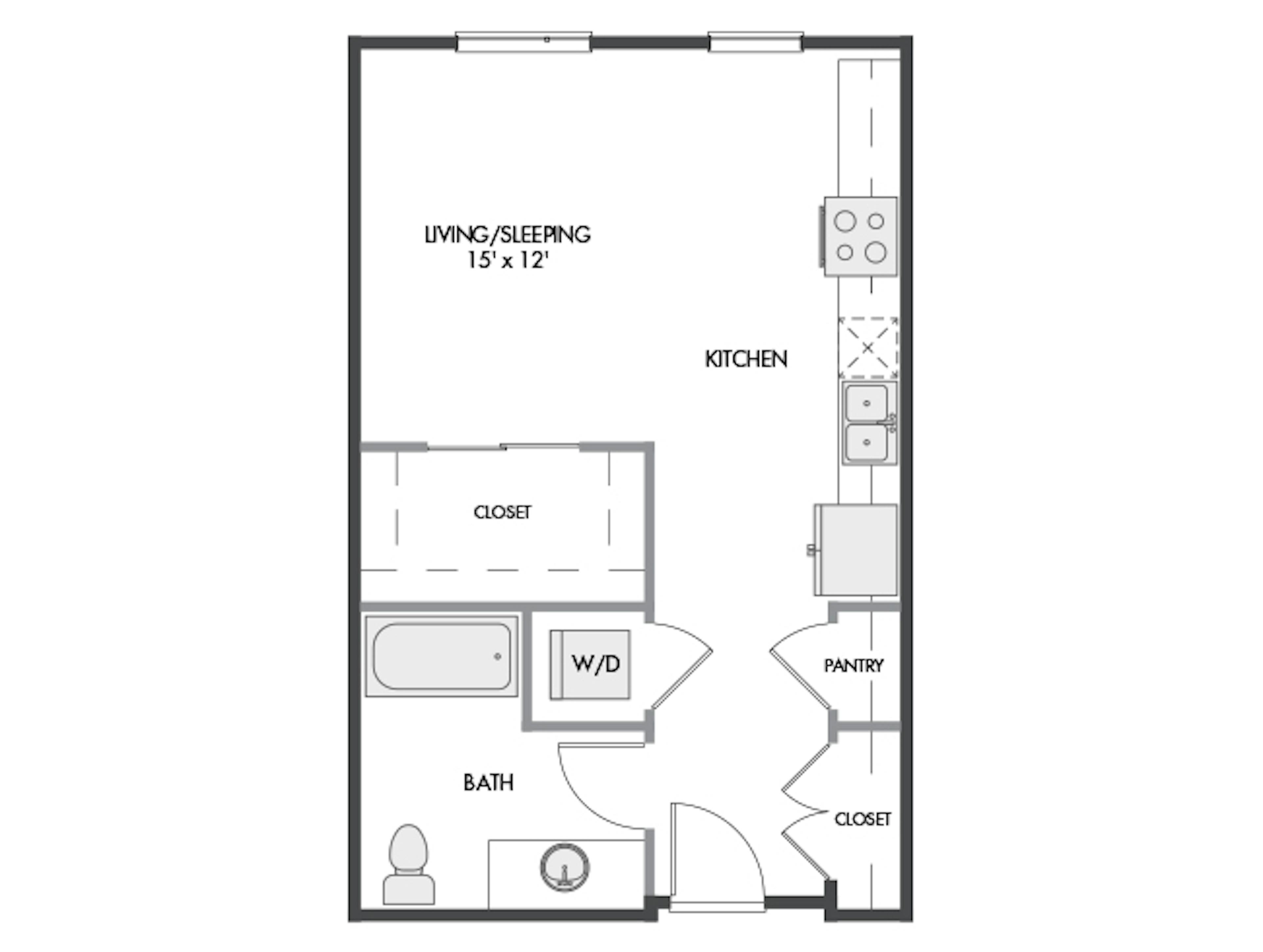 E2 floor plan, Studio, 1 Bathroom at AMLI Spring District apartments