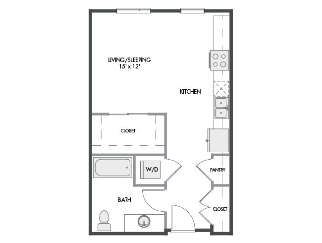 E2 floor plan, Studio, 1 Bathroom at AMLI Spring District apartments