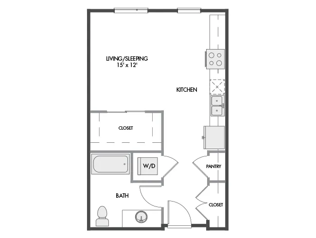 AMLI Spring District E2 studio floor plan image - Bellevue, WA
