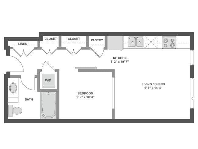 E6 floor plan, Studio, 1 Bathroom at AMLI South Lake Union apartments