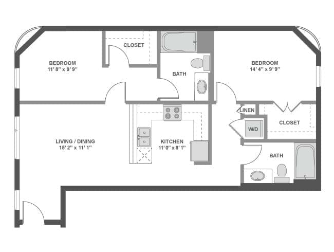 C3b floor plan, 2 Bedroom, 2 Bathroom at AMLI South Lake Union apartments