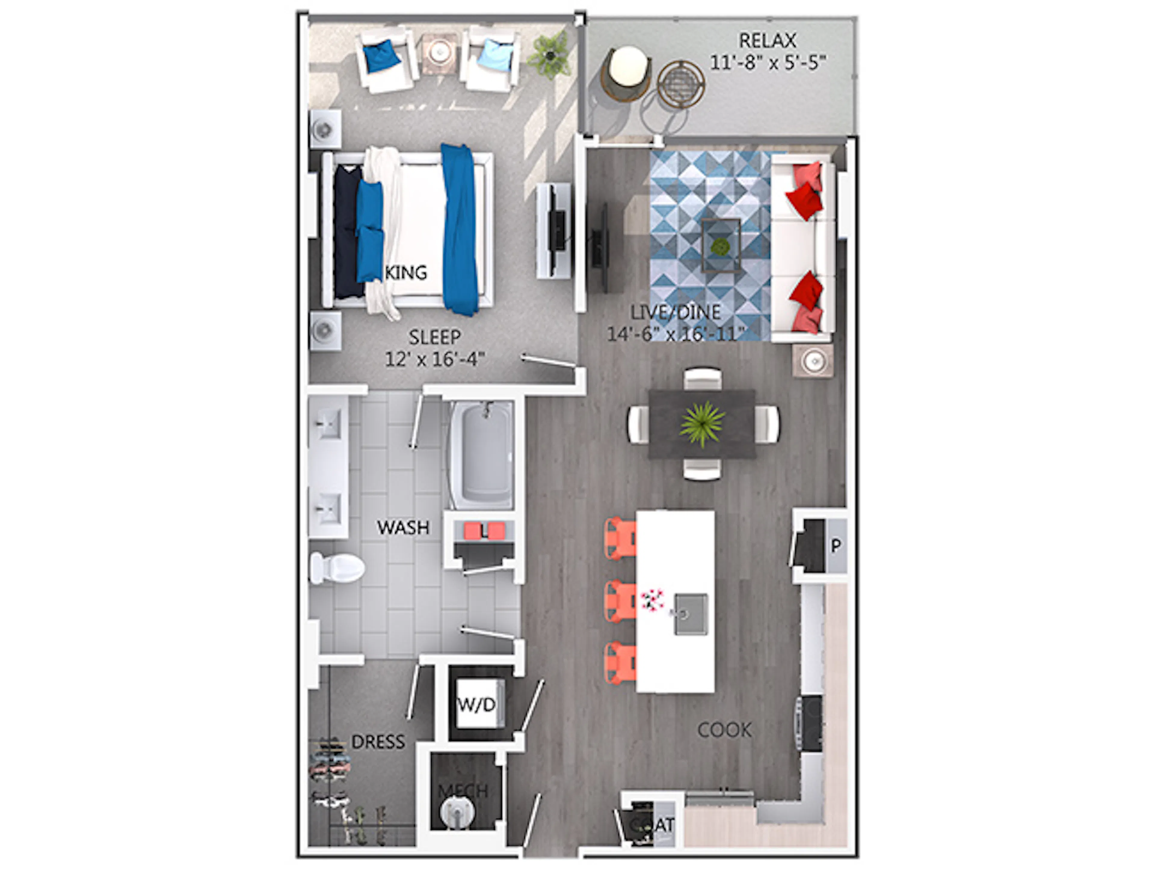 A4a floor plan, 1 Bedroom, 1 Bathroom at AMLI Arts Center apartments