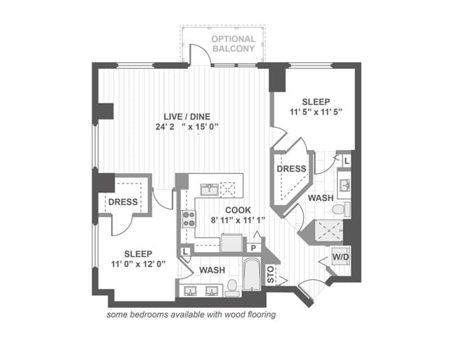 C620 floor plan, 2 Bedroom, 2 Bathroom at AMLI Lofts apartments