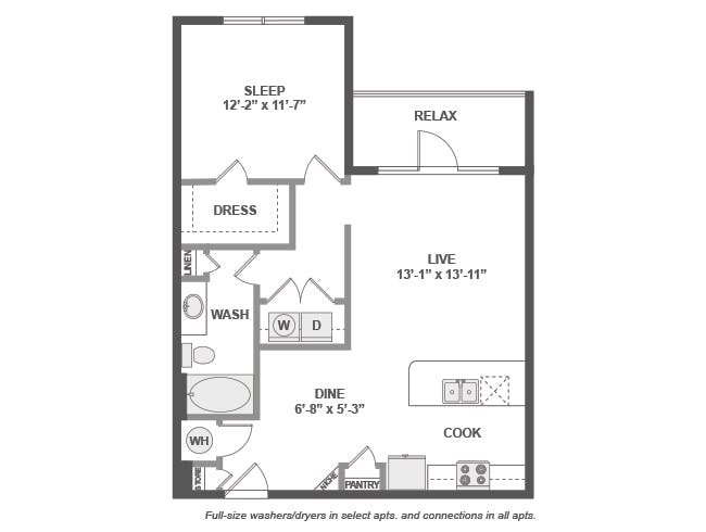A3bX floor plan, 1 Bedroom, 1 Bathroom at AMLI Covered Bridge apartments